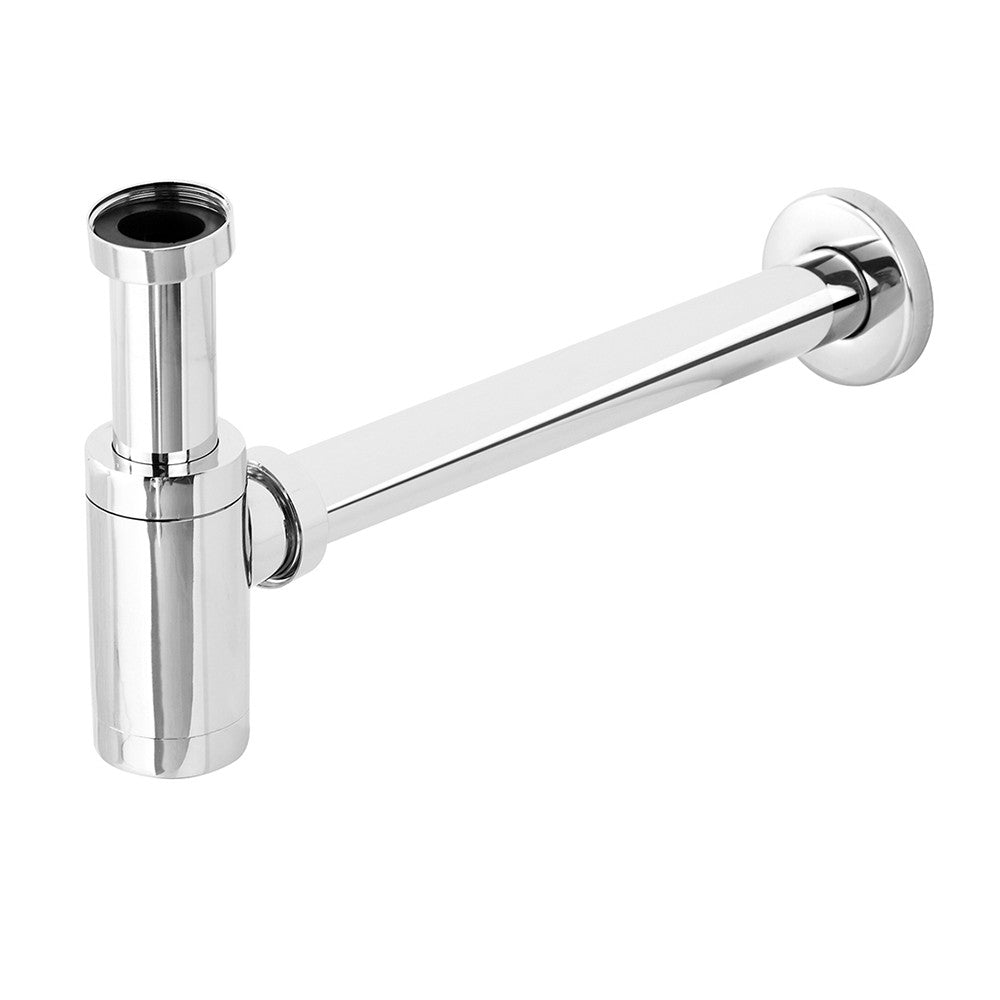 Sifone lavabo a canna tonda cromato completo di piletta click clack universale