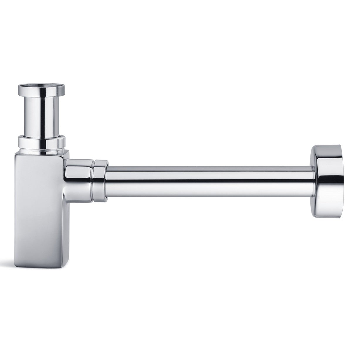 Sifone estetico quadrato per lavandino bagno cromato ispezionabile