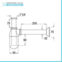 Sifone tondo a bottiglia 11/4 universale in acciaio cromato