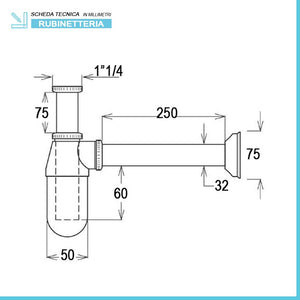 Sifone tondo a bottiglia 11/4 universale in acciaio cromato