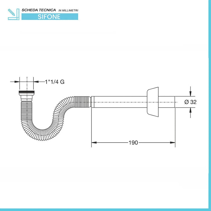 Sifone universale flessibile ed estensibile 1 1/4 bianco