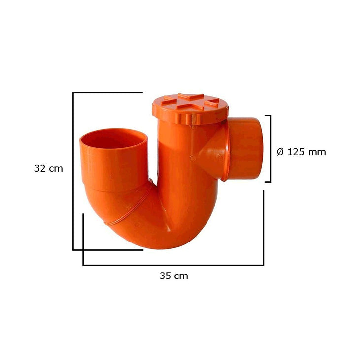 Sifone verticale aperto in pvc : Diametro - 125