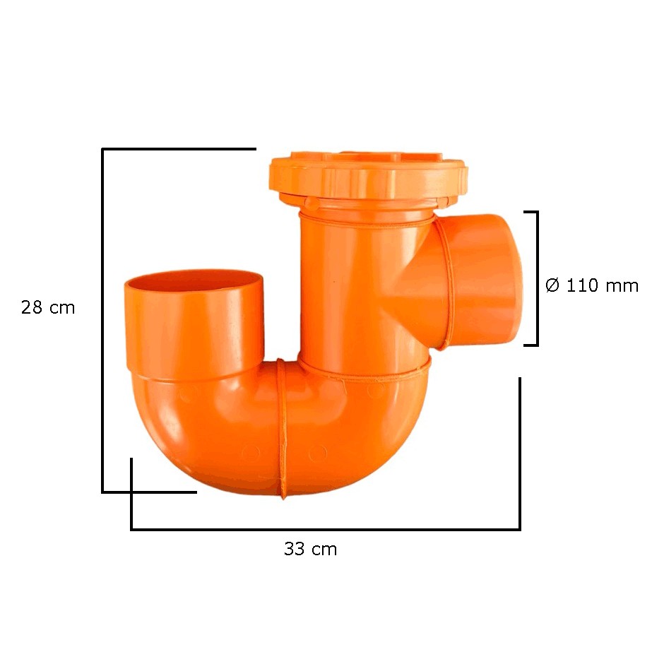 Sifone verticale aperto in pvc : Diametro - 110