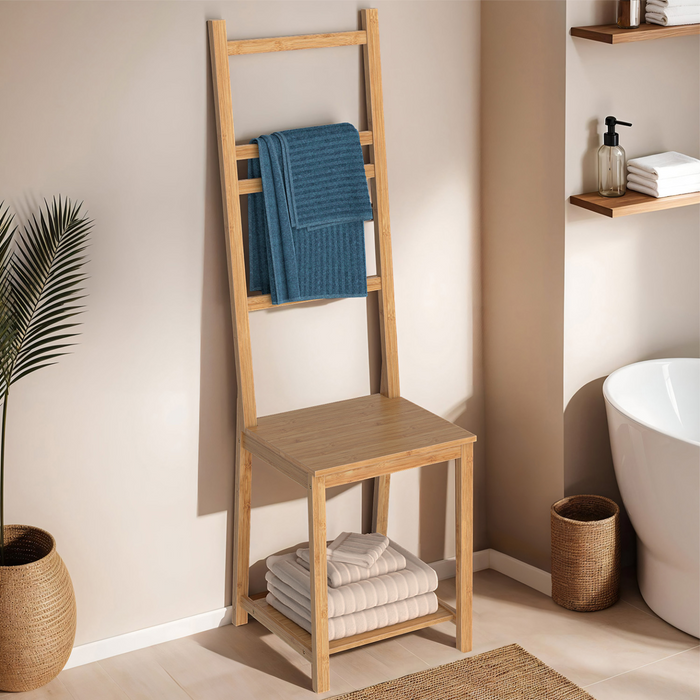 IDMarket - Silla toallero de bambú de 4 niveles LANA