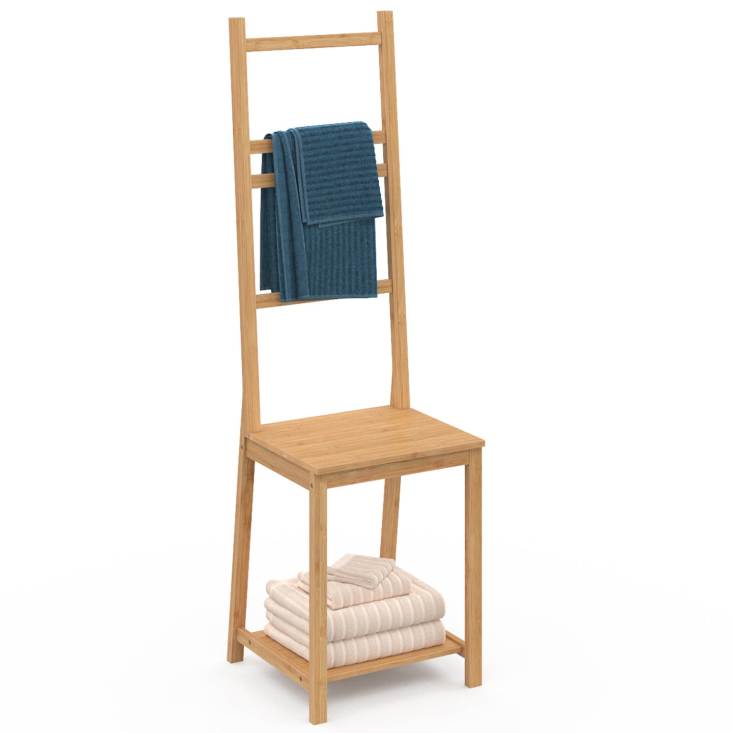 IDMarket - Silla toallero de bambú de 4 niveles LANA