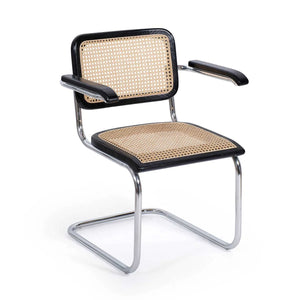 LÚZETE - SILLA WEBSTER CON REPOSABRAZOS NEGRA RATTAN NATURAL