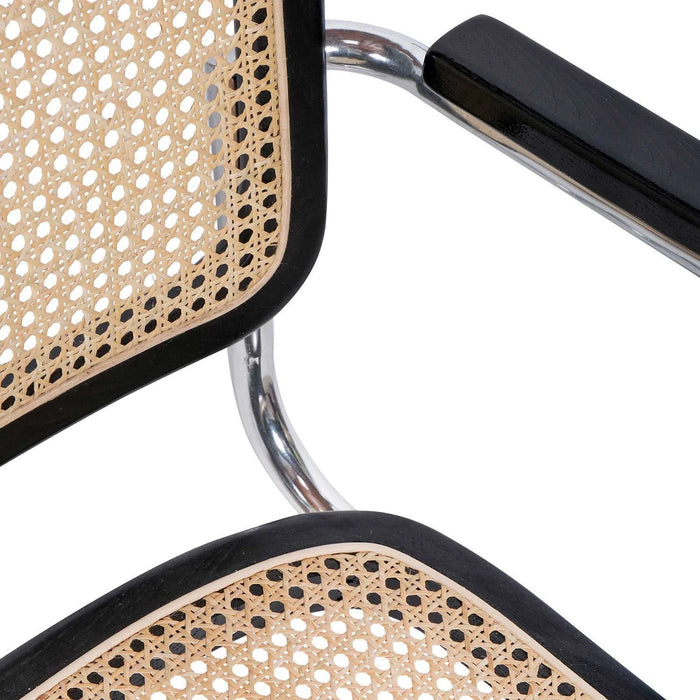 LÚZETE - SILLA WEBSTER CON REPOSABRAZOS NEGRA RATTAN NATURAL