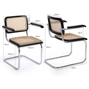 LÚZETE - SILLA WEBSTER CON REPOSABRAZOS NEGRA RATTAN NATURAL