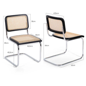 LÚZETE - SILLA WEBSTER NEGRA RATTAN NATURAL