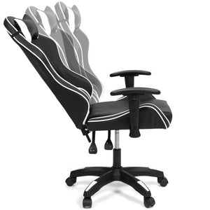 IDMarket - Sillón de juego CARTER con reposabrazos abatibles en 4D y altura regulable, blanco y negro