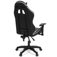 IDMarket - Sillón de juego CARTER con reposabrazos abatibles en 4D y altura regulable, blanco y negro