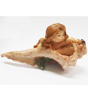 Sirena Conchiglia Rocciosa 12x6x6cm Ornamento Acquario Decorazioni Arredo Pietra         