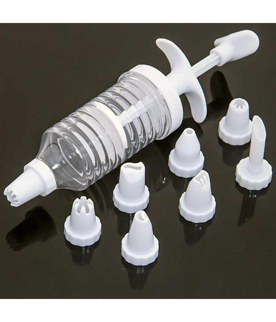 Siringa Per Dolci 18cm In Plastica Da Pasticciere Con 8 Beccucci Ergonomica         