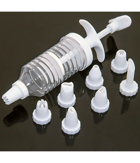 Siringa Per Dolci 18cm In Plastica Da Pasticciere Con 8 Beccucci Ergonomica         