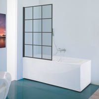 Siro - Box doccia per vasca con anta a battente L.80 cm nero opaco/stampato