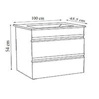 Sistema di Ezooza Set Bagno 2 Pezzi Mobile Extra Large e Lavabo , Bianco ,