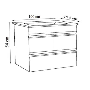 Sistema di Ezooza Set Bagno 2 Pezzi Mobile Extra Large e Lavabo , Bianco ,