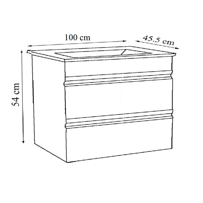 Sistema di Ezooza Set Bagno 2 Pezzi Mobile Extra Large e Lavabo , Bianco ,