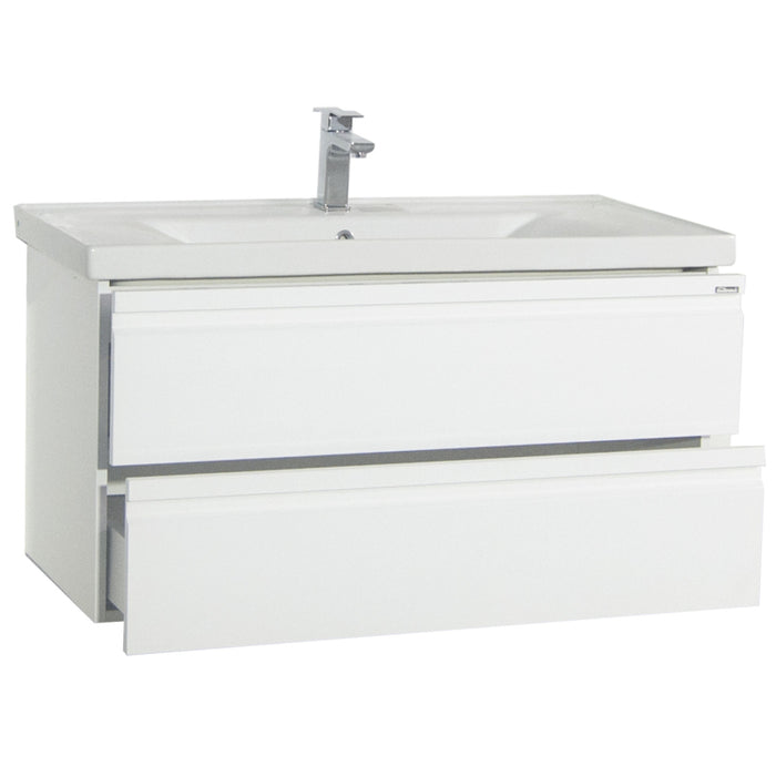 Sistema di Ezooza Set Bagno 2 Pezzi Mobile Extra Large e Lavabo , Bianco ,