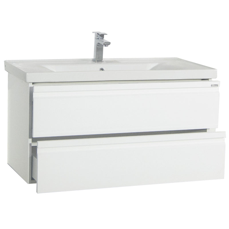 Sistema di Ezooza Set Bagno 2 Pezzi Mobile Extra Large e Lavabo , Bianco ,