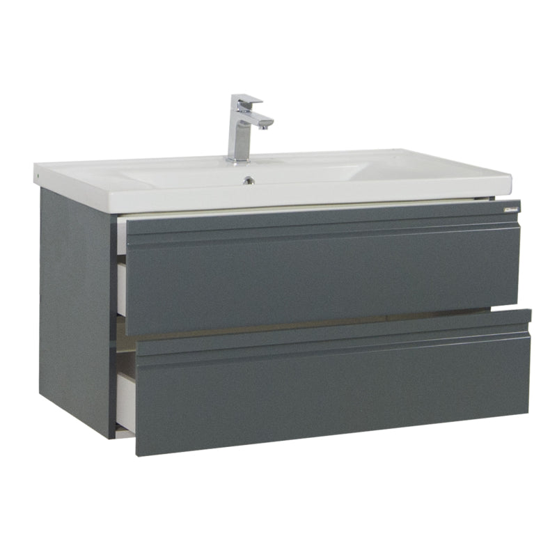 Sistema di Ezooza Set Bagno 2 Pezzi Mobile Extra Large e Lavabo , Antracite ,