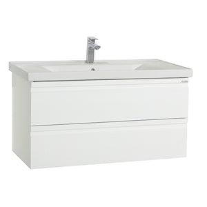 Sistema di Ezooza Set Bagno 2 Pezzi Mobile Extra Large e Lavabo , Bianco ,