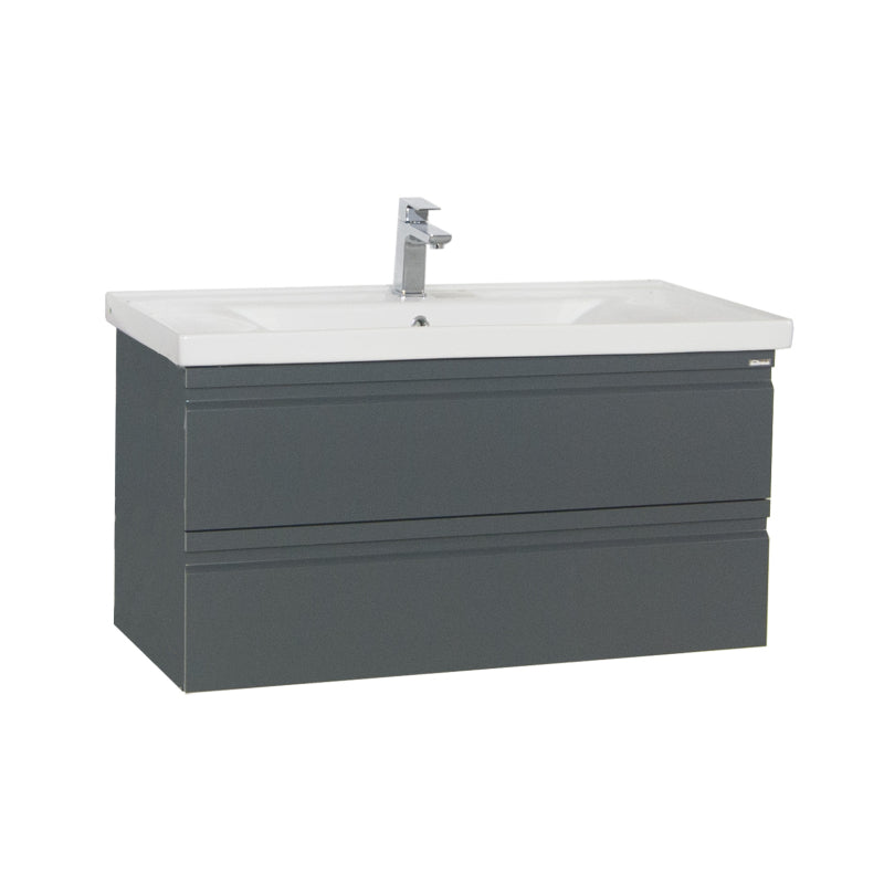 Sistema di Ezooza Set Bagno 2 Pezzi Mobile Extra Large e Lavabo , Antracite ,