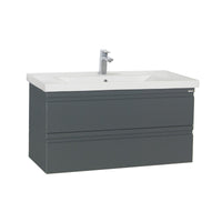 Sistema di Ezooza Set Bagno 2 Pezzi Mobile Extra Large e Lavabo , Antracite ,