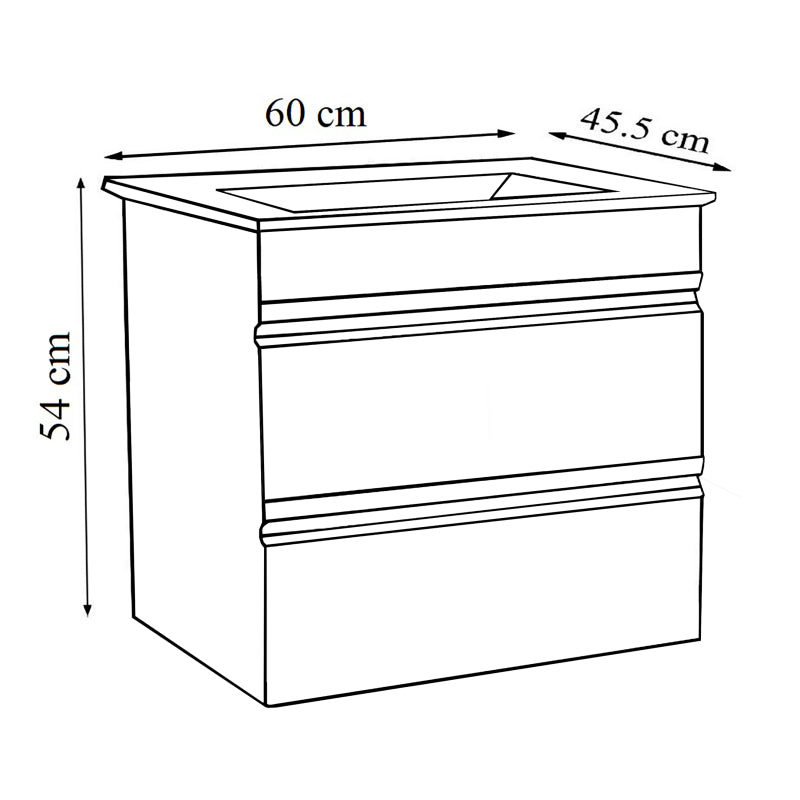Sistema di Ezooza Set Bagno 2 Pezzi Mobile Large e Lavabo , Bianco ,