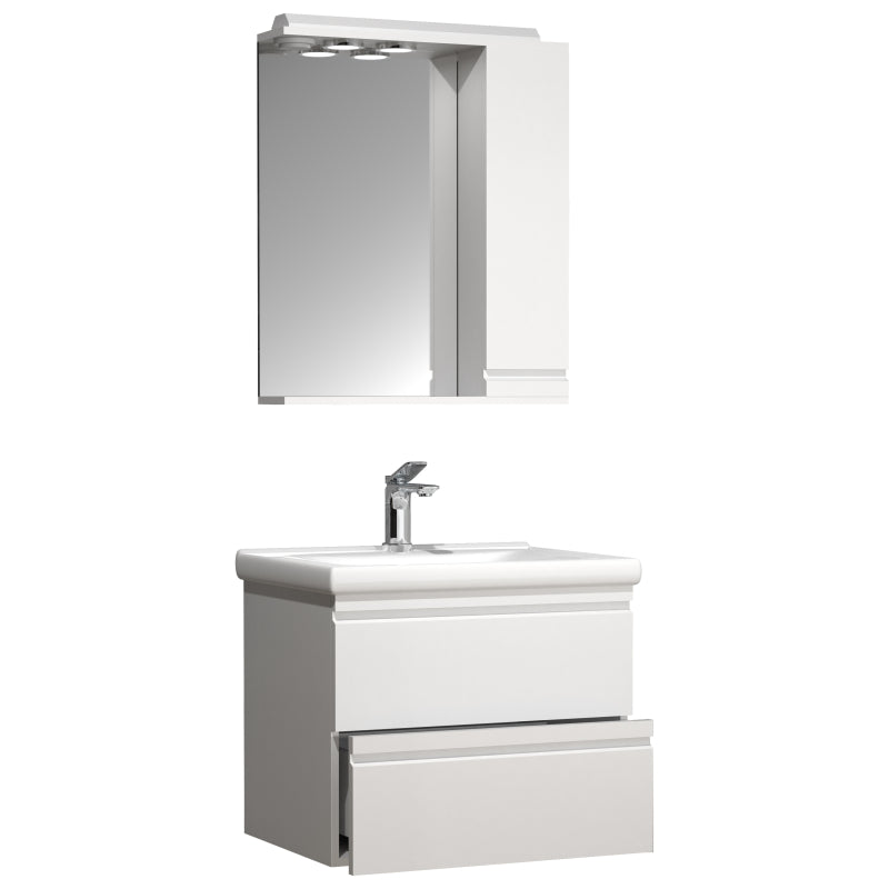 Sistema di Ezooza Set Bagno Completo 3 Pezzi Mobile con Lavabo Large + Pensile a specchio, Bianco ,