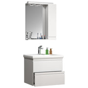 Sistema di Ezooza Set Bagno Completo 3 Pezzi Mobile con Lavabo Large + Pensile a specchio, Bianco ,