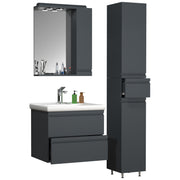 Sistema di Ezooza Set Bagno Completo 4 Pezzi Mobile con Lavabo large + 1 Colonna + Pensile a specchio, Antracite ,