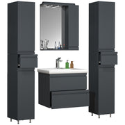 Sistema di Ezooza Set Bagno Completo 5 Pezzi Mobile con Lavabo Large + 2 Colonne + Pensile a specchio, Antracite ,