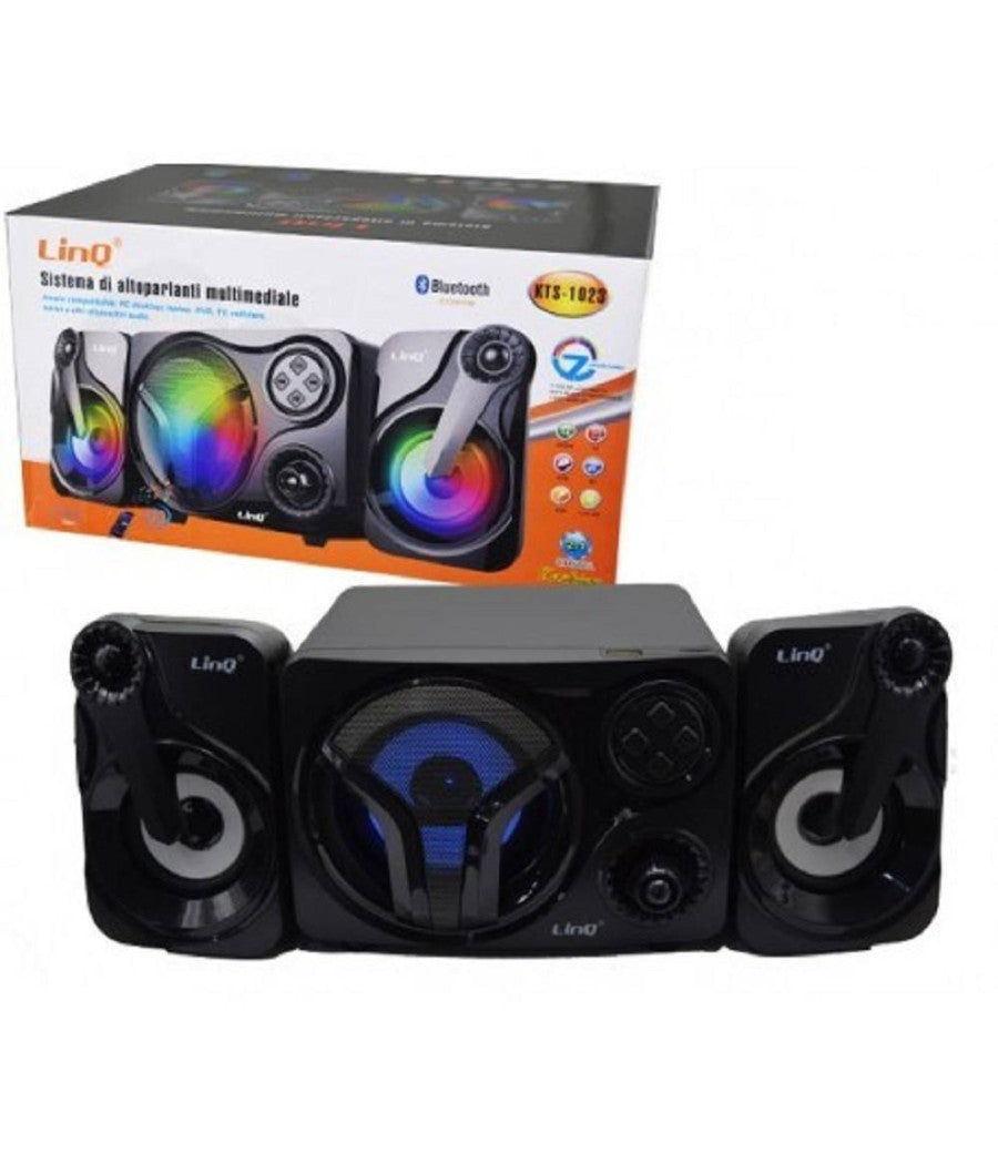 Sistema Multimediale Altoparlanti Speaker Casse Bluetooth Fm Luci Led Usb Kts-1023         