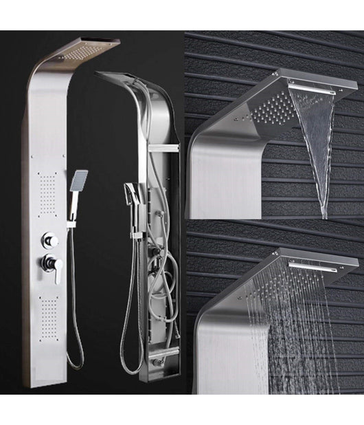 Sistema Pannello Doccia Curvo  69213 Acciaio Doccetta Soffione 22x48x156cm         