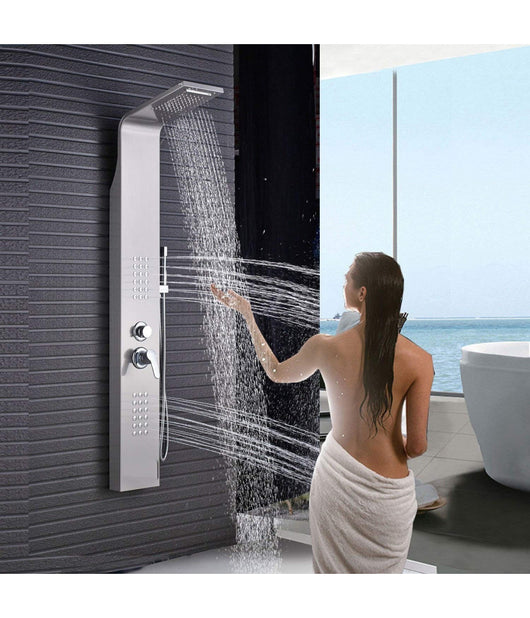 Sistema Pannello Doccia Curvo  69213 Acciaio Doccetta Soffione 22x48x156cm         