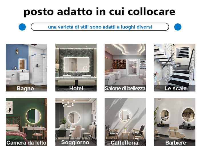 AICA Specchio da bagno Rettangolare. 65x90 cm.