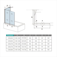 120x140cm Parete Doccia Sopravasca Angolare 2 Ante Pieghevoli Vetro 4 mm con Parete Laterale 60cm Vetro Temperato 6 mm Trasparente Telai Cromi Lucidi