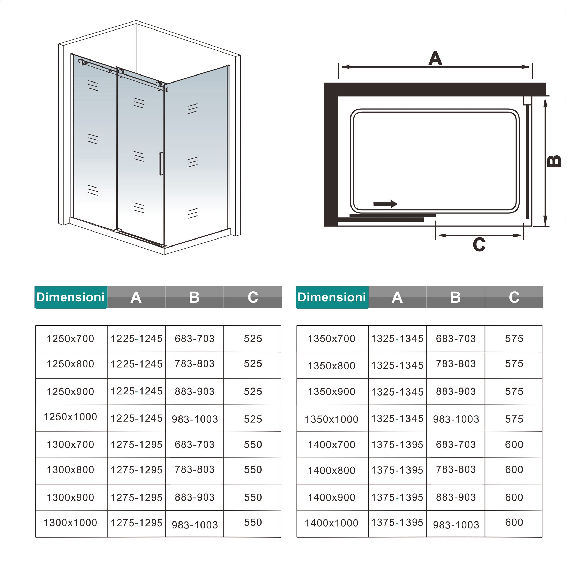 Box Doccia Angolare 120X90 cm H.195 cm Porta Scorrevole con Parete Fissa Vetro 8 mm Temperato Anticalcare Trasparente Telaio Cromo Dorato