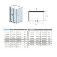 185 cm Box Doccia Angolare Porta Battente Saloon 120 cm Parete Fissa 90 cm Vetro da 6 mm Temperato Anticalcare Barra Stabilizzatrice 45 cm Cromo Lucido