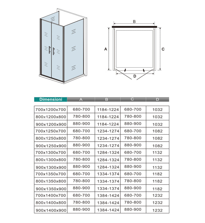 185 cm Box Doccia a Tre Lati Porta Battente Saloon 100 cm Doppia Parete Fissa 70 cm Vetro da 6 mm Temperato Anticalcare Barra Stabilizzatrice 45 cm Cromo Lucido