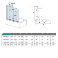 120x140cm Parete Doccia Sopravasca Angolare 2 Ante Pieghevoli con Parete Laterale 65 cm Vetro Temperato 6 mm Anticalcare Portasciugamani Cromato Lucido