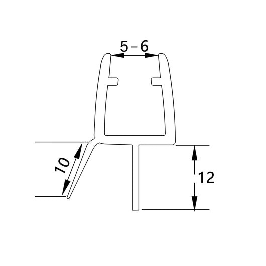 1 Pezzo Guarnizione Sottoporta per box doccia per vetro da 5-6 mm lungha 90 cm Tagliabile Coda PVC Morbido 12 mm Modello B