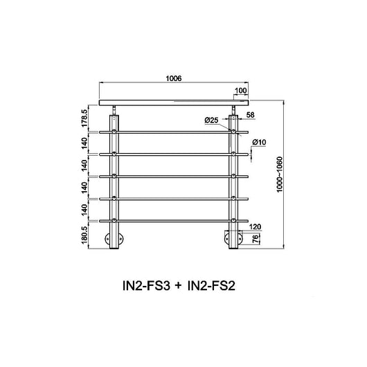 Ringhiera Parapetto in Alluminio Argento Opaco 100x100cm per interni ed esterni a Fissaggio a Parete