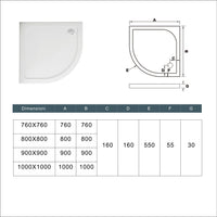 Piatto Doccia Semicircolare 80x80cm Bianco Spessore di 3 cm in Pietra Artificiale e Resina Minerale Mista Piletta Extra Piatta Sottile e Tubo inclusi