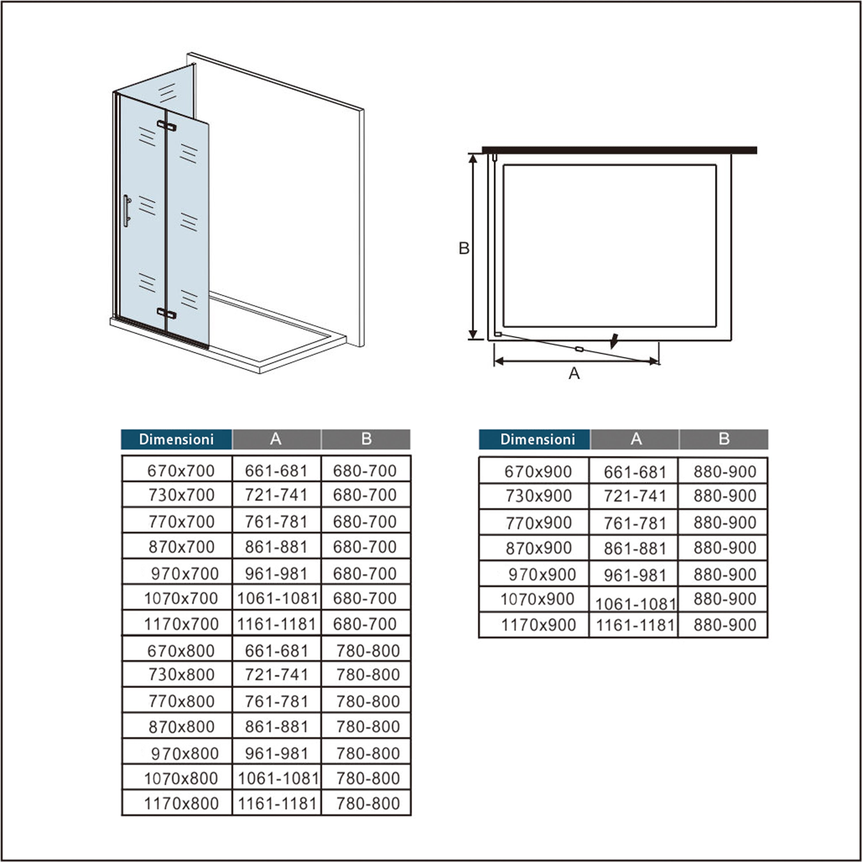 185 cm Box Doccia Walk In  Parete Fissa 80 cm + Porta Pieghevole 77 cm Vetro da 6 mm Temperato Anticalcare Barra Stabilizzatrice 45 cm Cromo Lucido