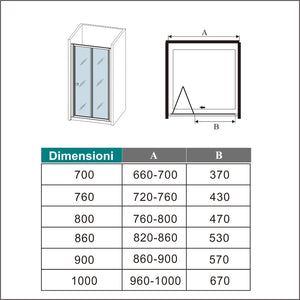 185 cm Box Doccia per Nicchia Porta a Soffietto Vetro Temperato 5 mm Trasparente  Profili Cromati Lucidi 86 cm