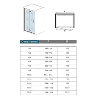 85x195 cm Porta Doccia Per Nicchia Battente e Pieghevole a Libro In Vetro Temperato Trasparente Anticalcare Da 6 mm