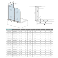 H.140 cm Sopravasca da Bagno Doccia con Parete Fissa 110x70 cm Due Ante Pieghevoli a Libro Vetro Temperato Trasparente 6 mm Anticalcare Cromo Lucido
