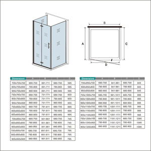 185 cm Box Doccia a Tre Lati Porta Pieghevole a Libro 100 cm Doppia Parete Fissa 80 cm Vetro da 6 mm Temperato Anticalcare Barra Stabilizzatrice 45 cm Cromo Lucido